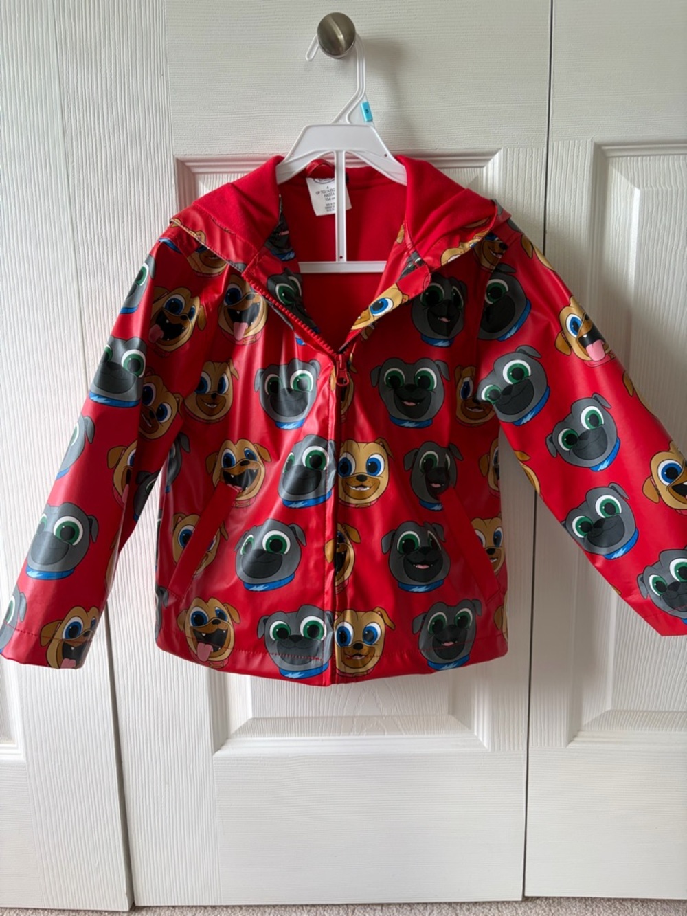 Disney BINGO & ROLLY Red Kids Jacket with Multicolor Character Accents